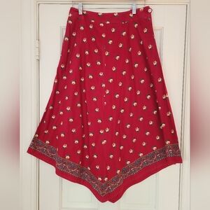 Ralph Lauren Red Patterned A-Line Skirt
